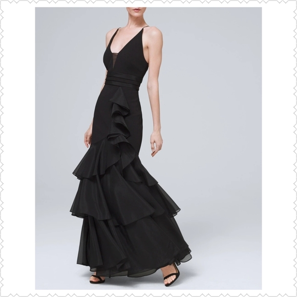 Aidan Mattox Dresses & Skirts - AIDEN MATTOX, Black Ruffle-detail Gown, Size 4